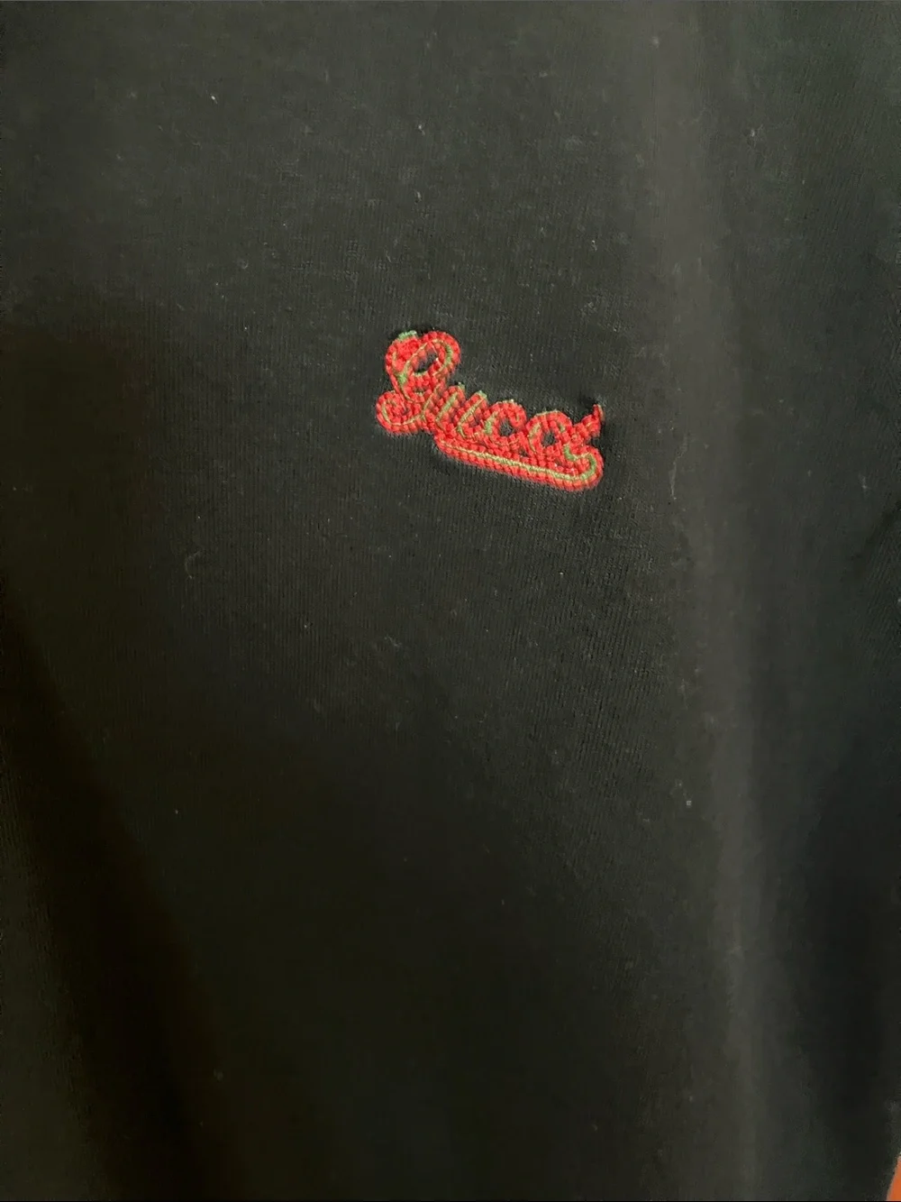 Gucci Black Long-Sleeve Polo with Red Trim and Embroidered Logo